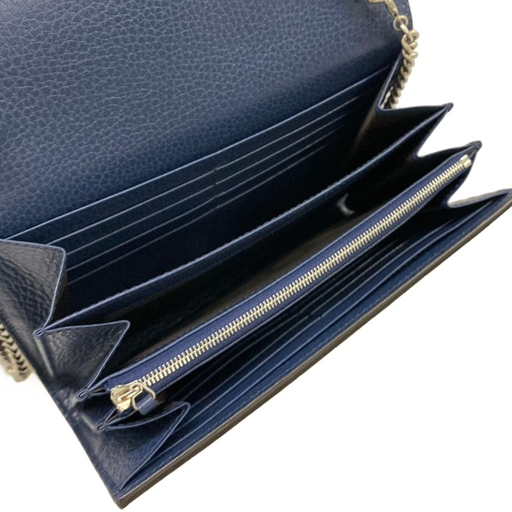Gucci Wallet Dionysus Dark Navy Silver Chain with Removable Strap Leather — view 4