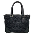 Chanel Tote Paris New York Line Black Silver Leather