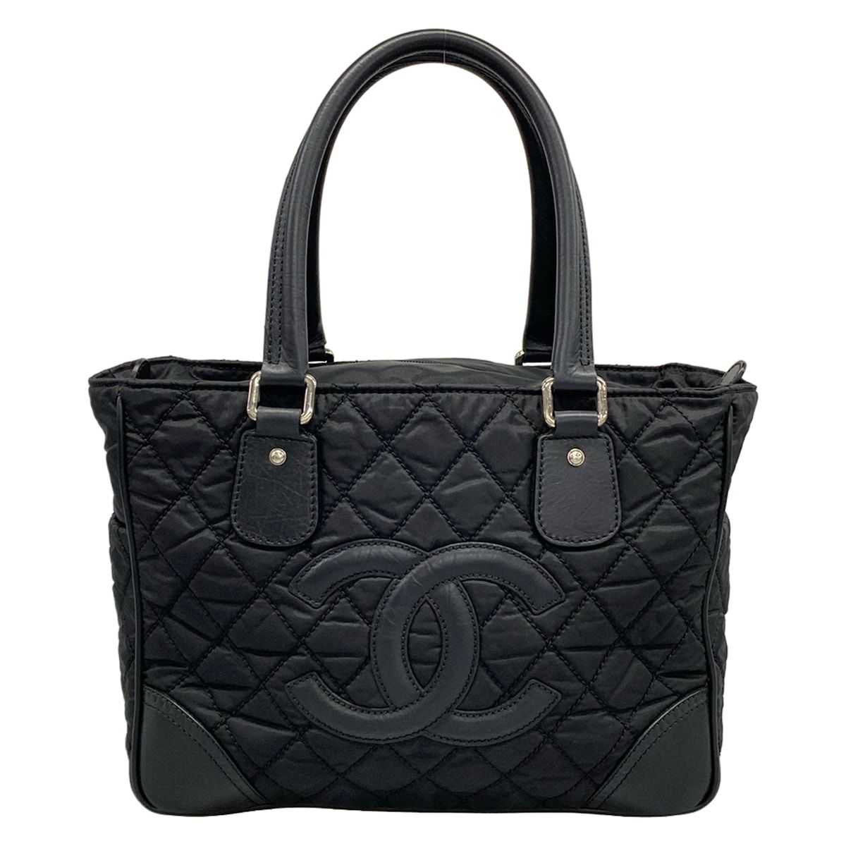 Chanel Tote Paris New York Line Black Silver Leather