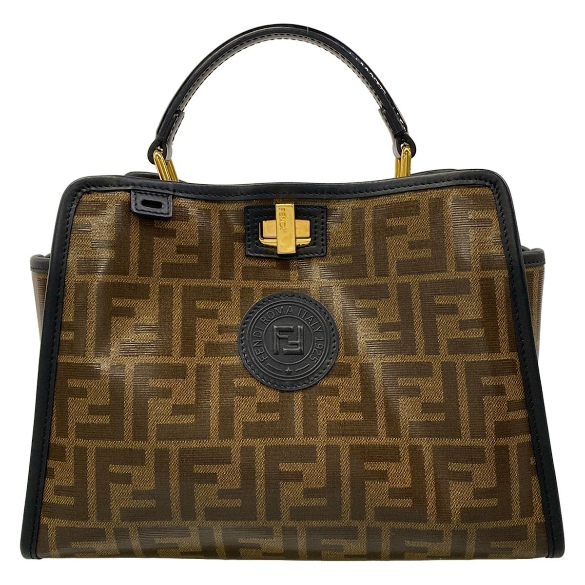 Fendi Handbag Mini Peekaboo Brown Black with Defender Leather