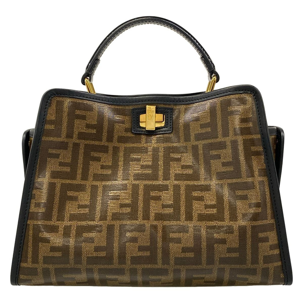 Fendi Handbag Mini Peekaboo Brown Black with Defender Leather — view 3