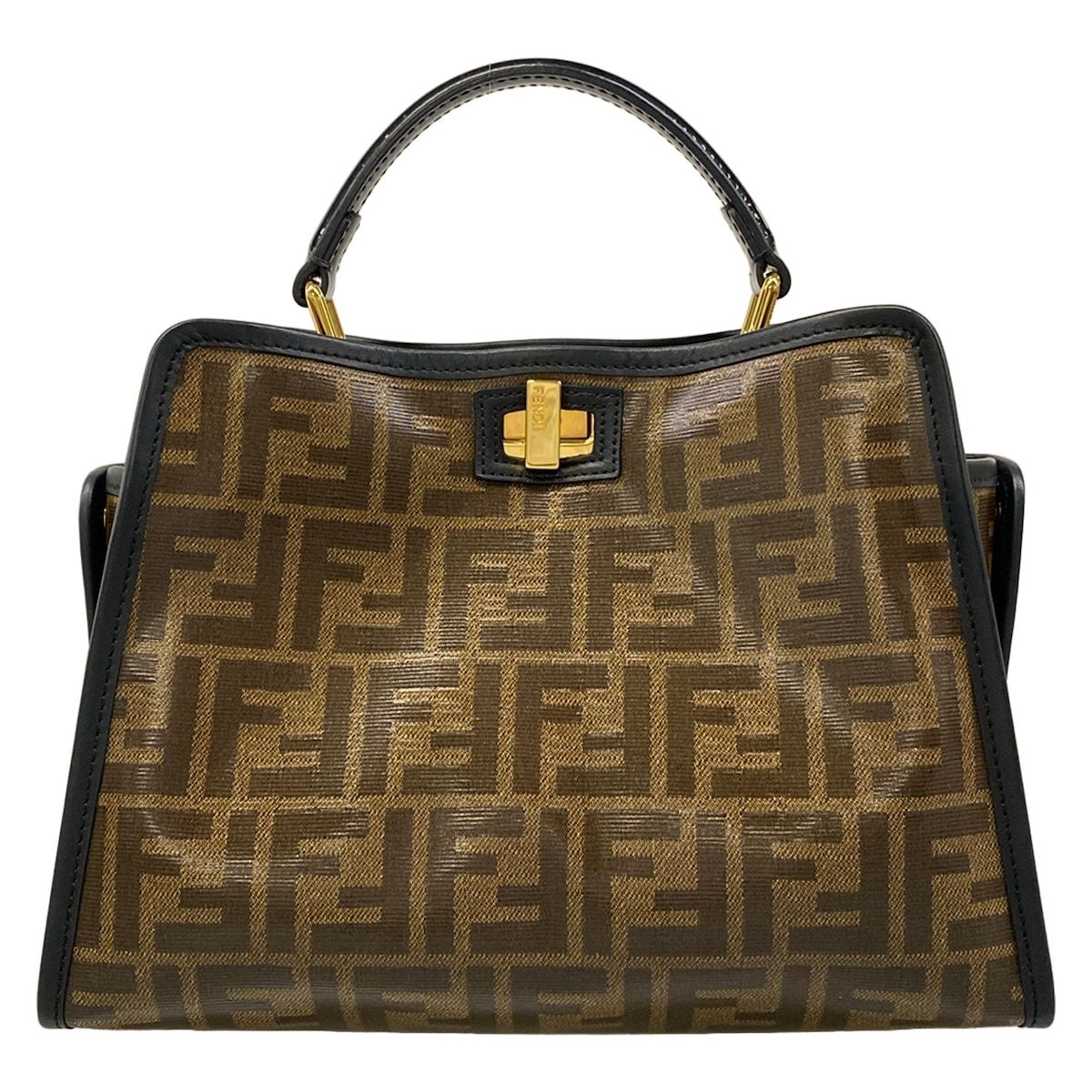 Fendi Handbag Mini Peekaboo Brown Black with Defender Leather — view 3