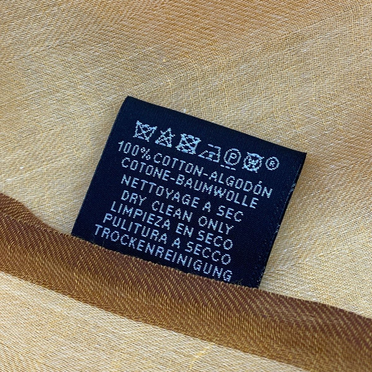 Hermes Shawl Naoshima Orange Brown White Organic Pima Cotton Scarf — view 3
