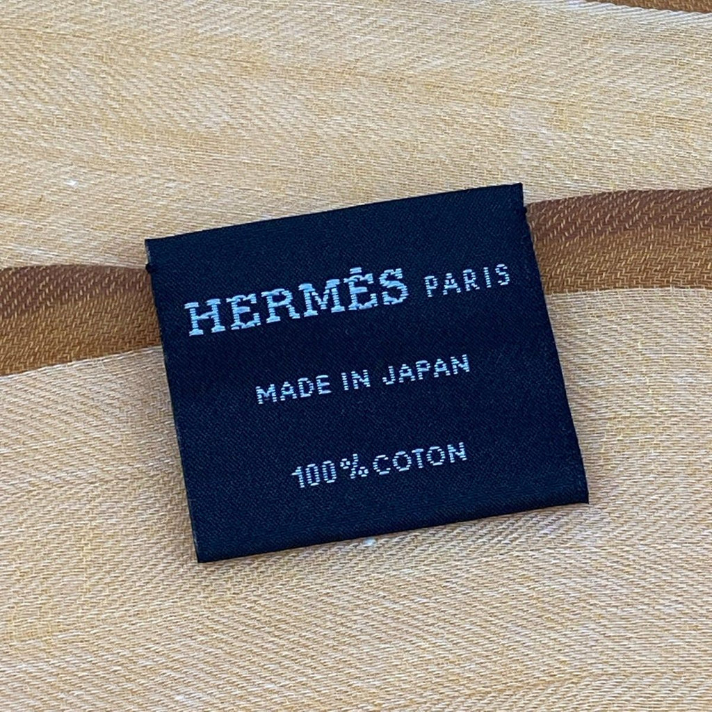 Hermes Shawl Naoshima Orange Brown White Organic Pima Cotton Scarf — view 2