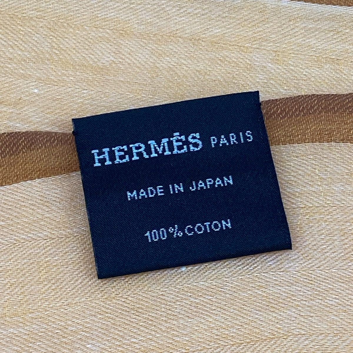 Hermes Shawl Naoshima Orange Brown White Organic Pima Cotton Scarf — view 2
