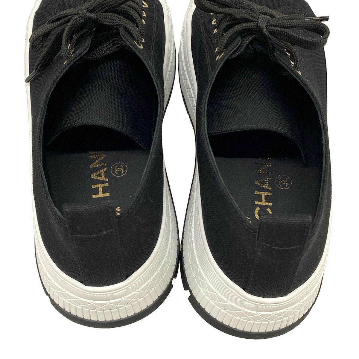 Chanel Sneakers 37 C Black White CC Logo Thick Sole — view 7