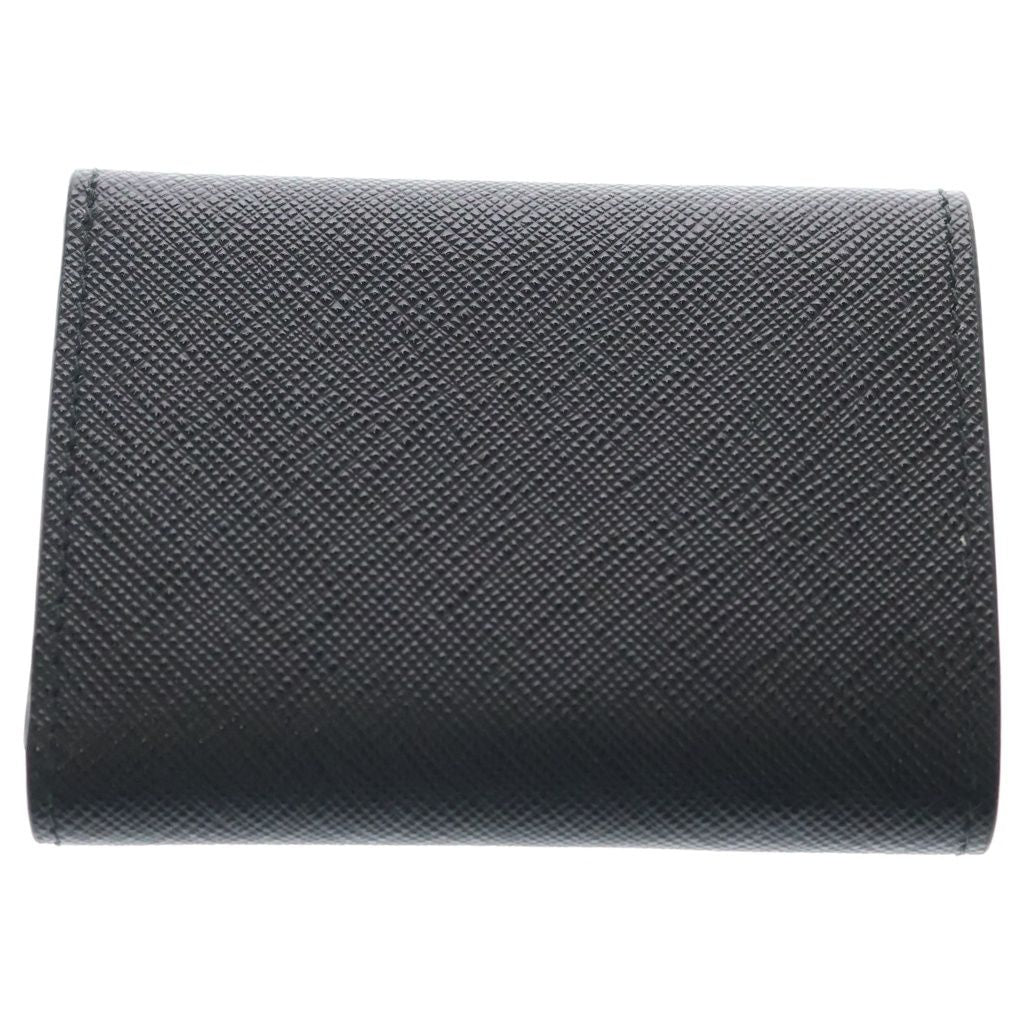 Prada Saffiano Triangle Logo Leather Trifold Wallet Compact Black — view 2