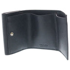 Prada Saffiano Triangle Logo Leather Trifold Wallet Compact Black — view 4