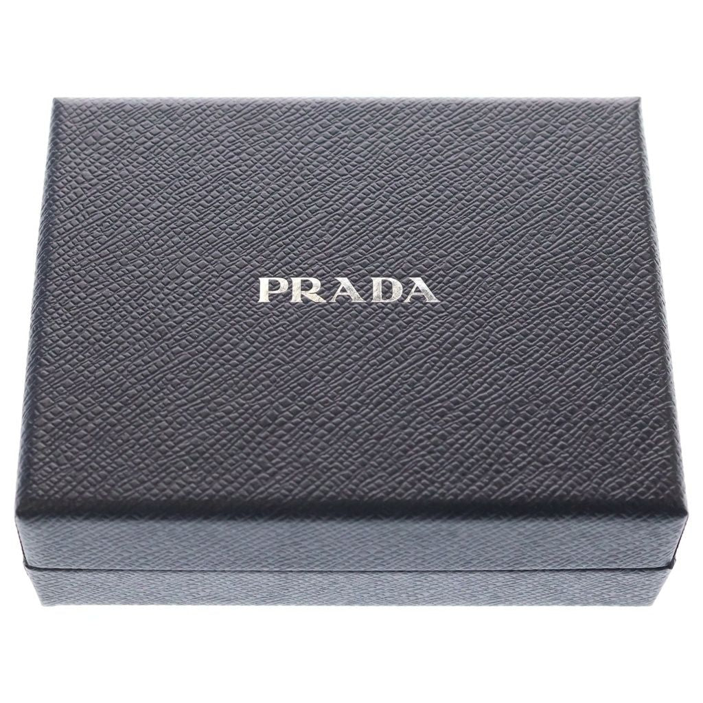 Prada Saffiano Triangle Logo Leather Trifold Wallet Compact Black — view 6