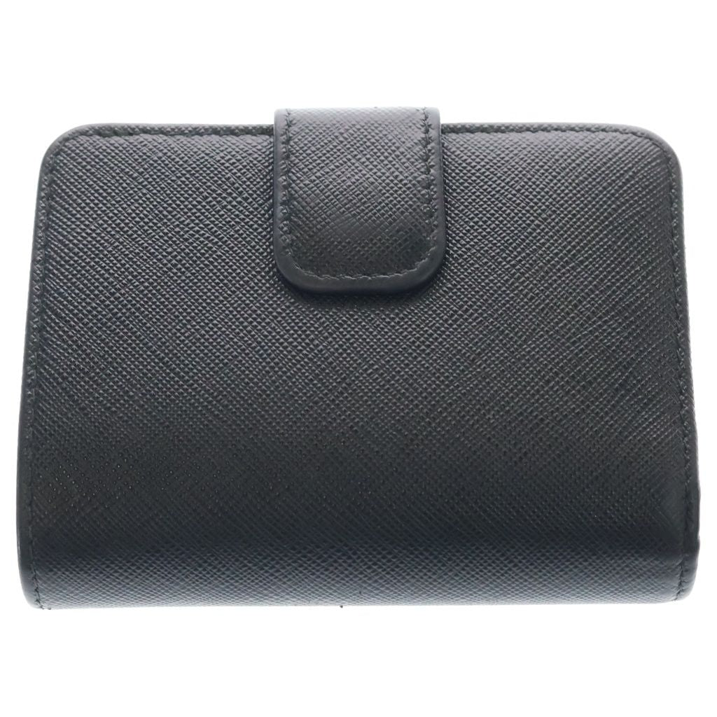 Prada Saffiano Triangle Logo Leather Bifold Wallet Compact Black — view 2