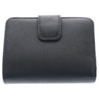 Prada Saffiano Triangle Logo Leather Bifold Wallet Compact Black — view 2