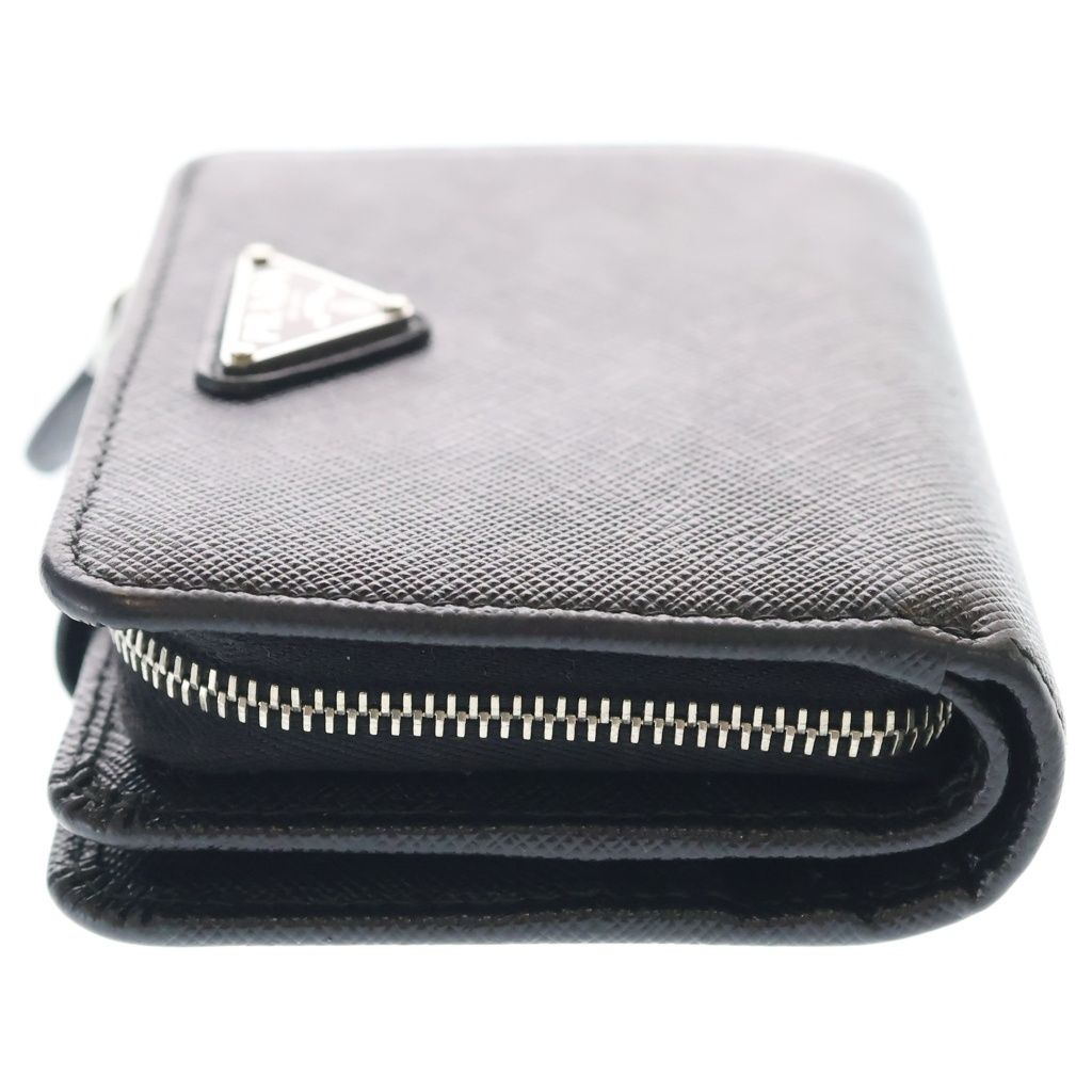 Prada Saffiano Triangle Logo Leather Bifold Wallet Compact Black — view 3