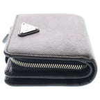 Prada Saffiano Triangle Logo Leather Bifold Wallet Compact Black — view 3