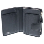 Prada Saffiano Triangle Logo Leather Bifold Wallet Compact Black — view 4