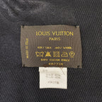 Louis Vuitton Shawl Black Monogram Pattern Lame Wool Silk Scarf — view 2