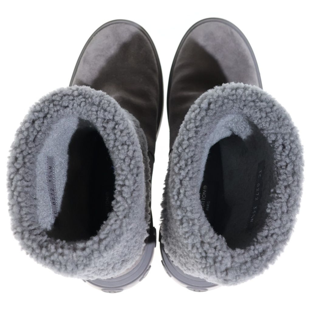 Louis Vuitton Nowdrop Flat Ankle Boot Snowdrop Line Boots LV Logo Shearling Gray — view 4