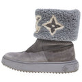 Louis Vuitton Nowdrop Flat Ankle Boot Snowdrop Line Boots LV Logo Shearling Gray
