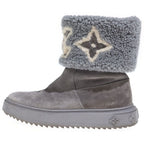 Louis Vuitton Nowdrop Flat Ankle Boot Snowdrop Line Boots LV Logo Shearling Gray