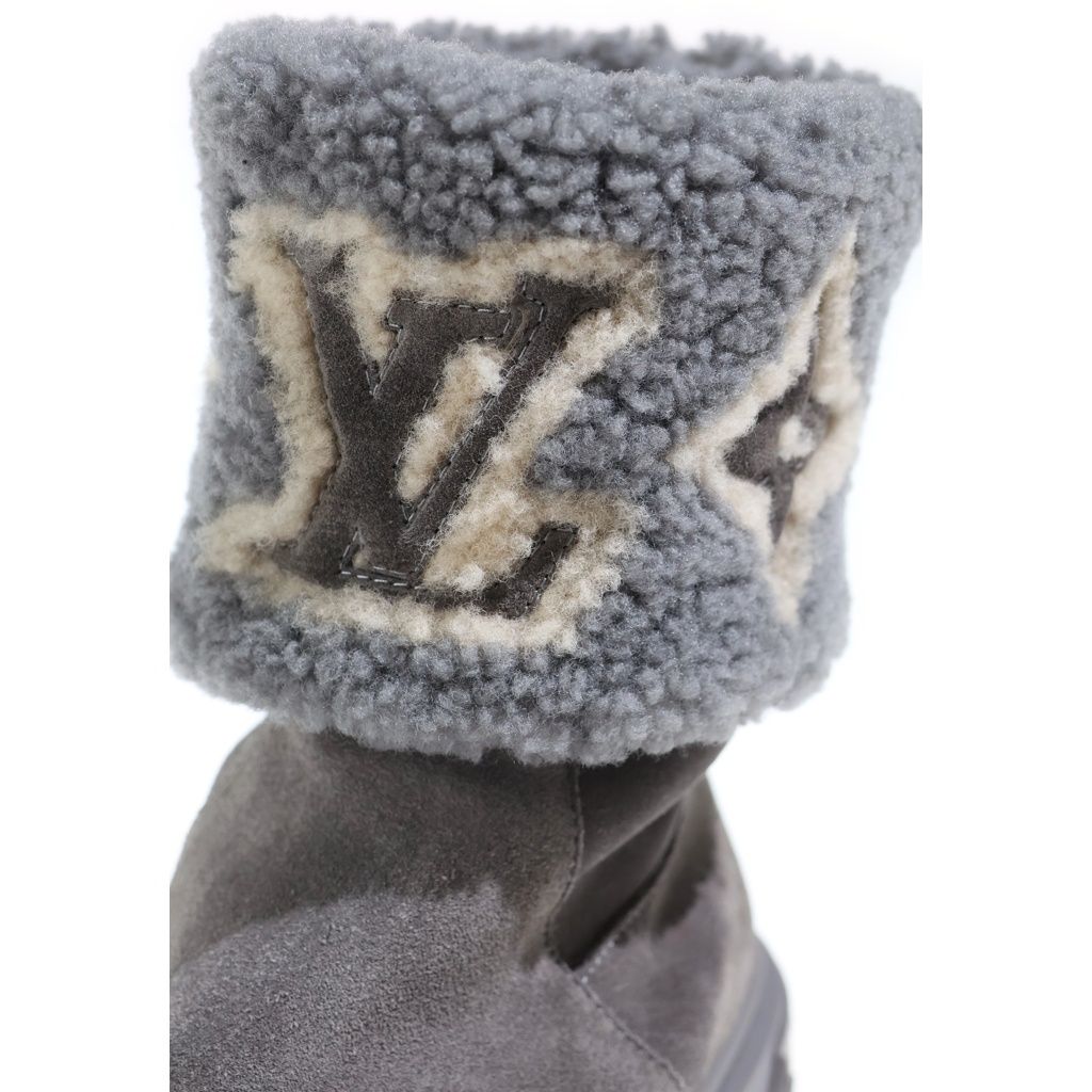 Louis Vuitton Nowdrop Flat Ankle Boot Snowdrop Line Boots LV Logo Shearling Gray — view 6