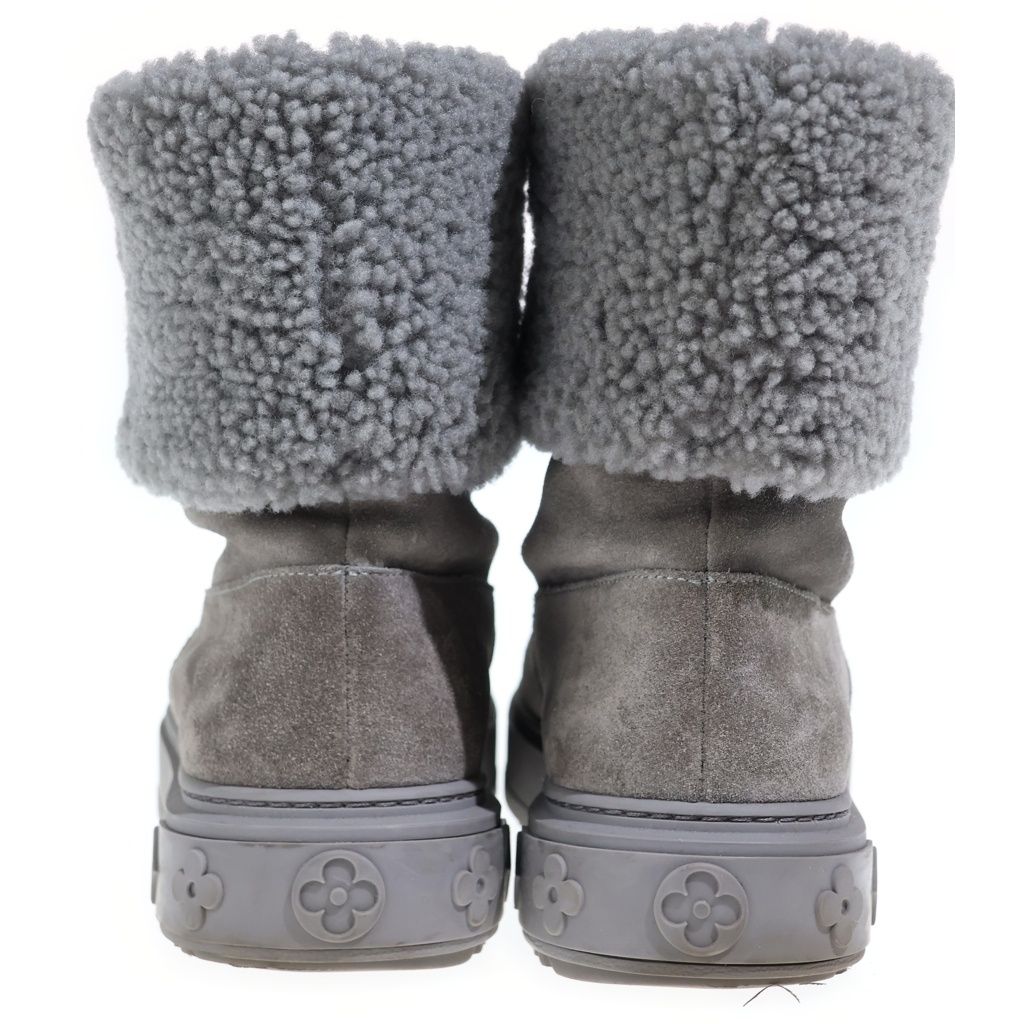 Louis Vuitton Nowdrop Flat Ankle Boot Snowdrop Line Boots LV Logo Shearling Gray — view 3