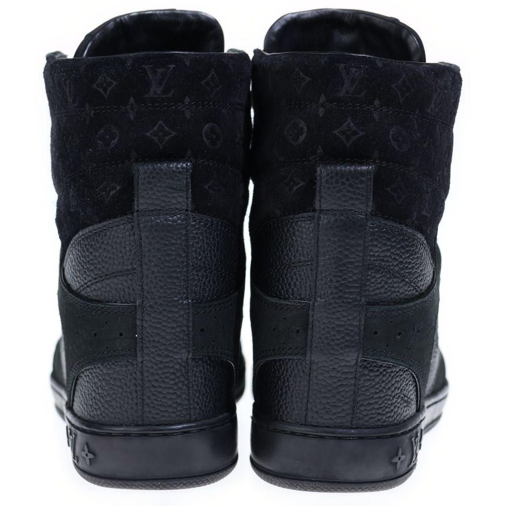 Louis Vuitton Cliff Top Line High Cut Sneakers Suede Monogram Black — view 3