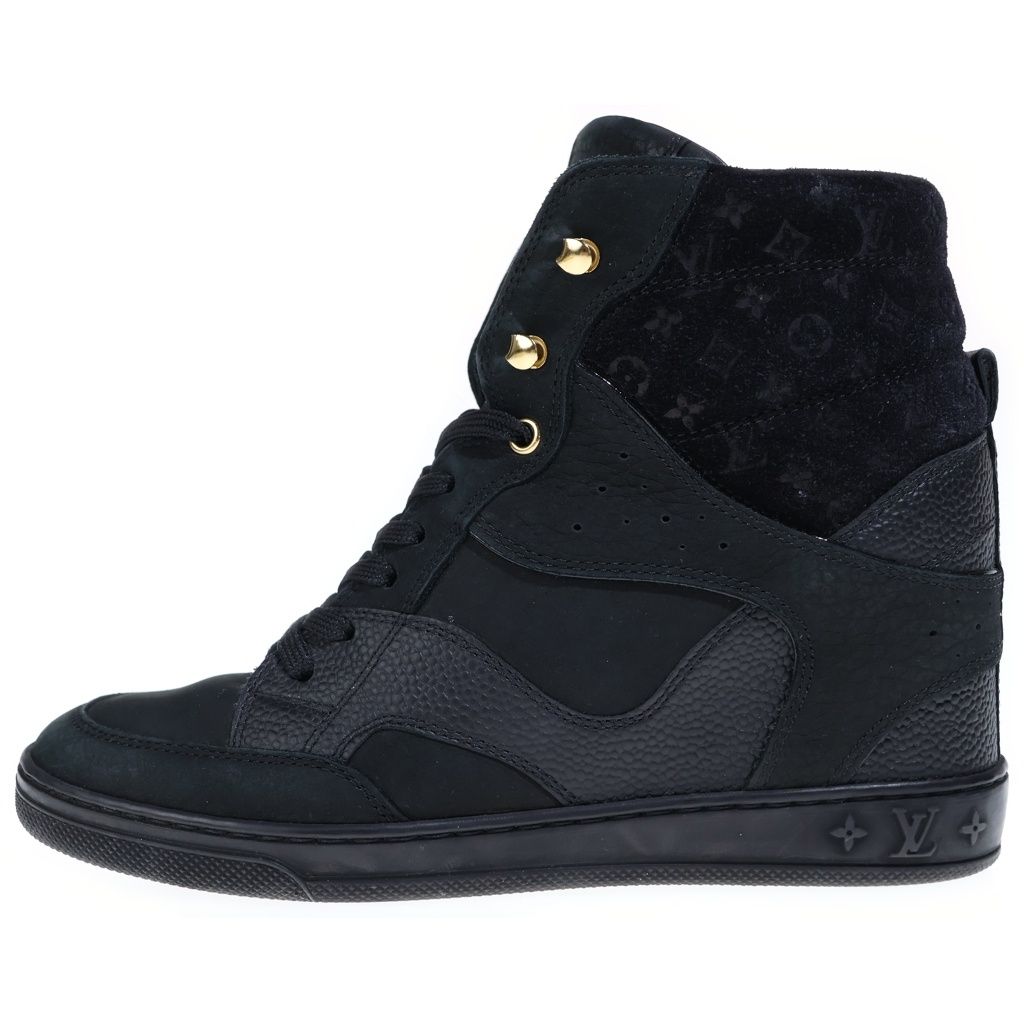 Louis Vuitton Cliff Top Line High Cut Sneakers Suede Monogram Black