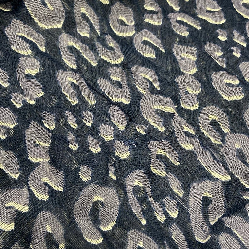 Louis Vuitton Shawl Dark Navy Ivory Light Green Leopard Cashmere Silk Scarf — view 4