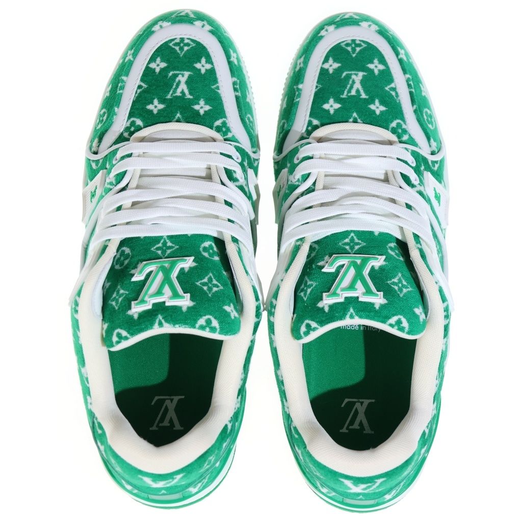 Louis Vuitton LV Trainer Line Fabric Monogram Textile Sneakers Green — view 4