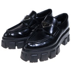 Prada Monolith Leather Platform Shoes Loafers Black — view 2