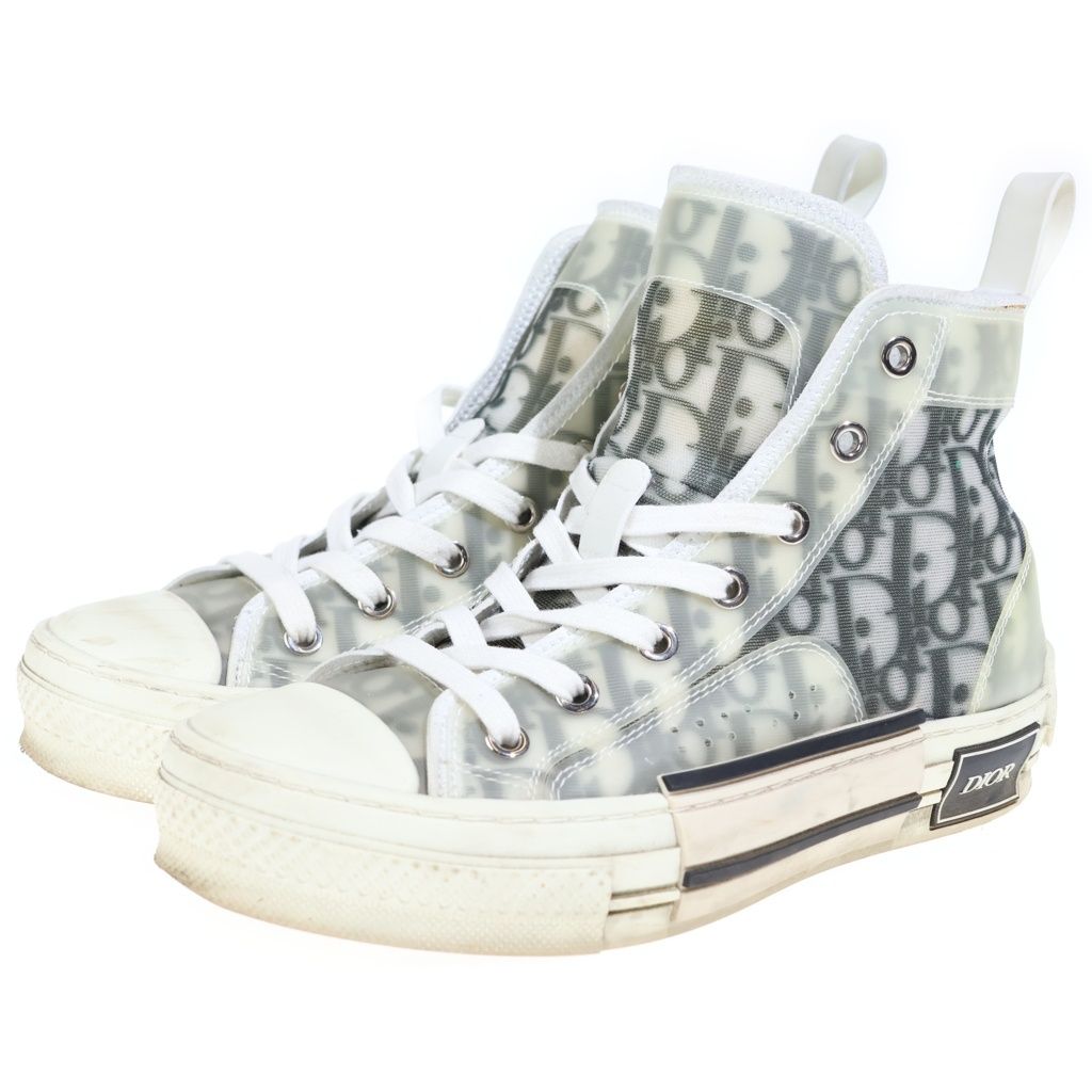 Dior Technical Fabric High Cut Sneakers Oblique Shoes White — view 2
