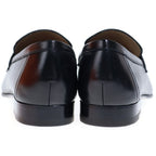 Hermes Moccasins Paris Constance Logo Silver Leather Loafers Black — view 3