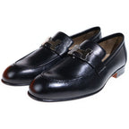 Hermes Moccasins Paris Constance Logo Silver Leather Loafers Black — view 2