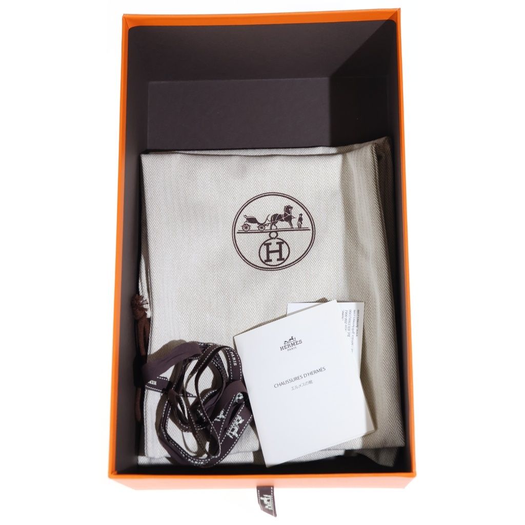 Hermes Moccasins Paris Constance Logo Silver Leather Loafers Black — view 6