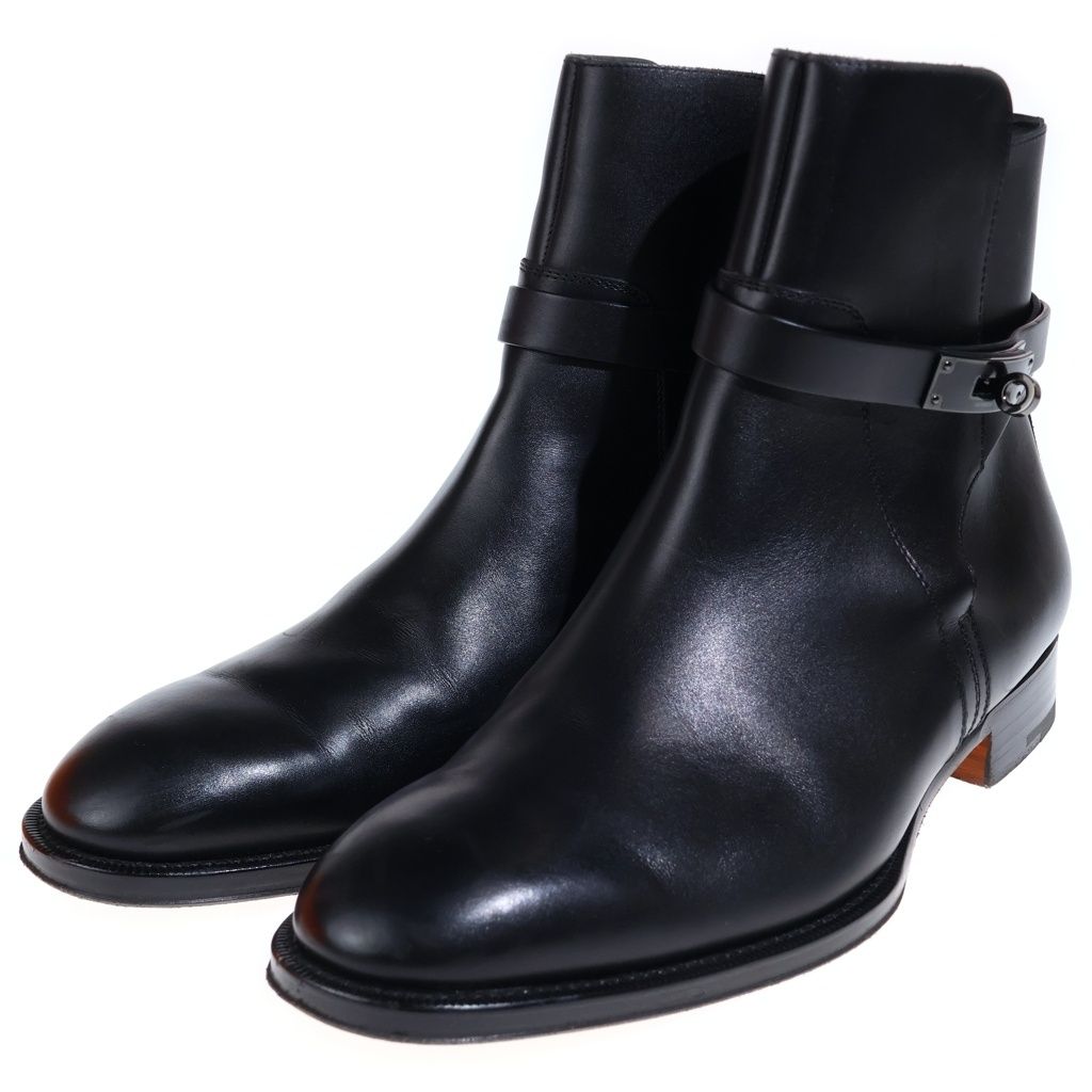 Hermes Jeff Kelly Black Buckle Short Boots — view 2