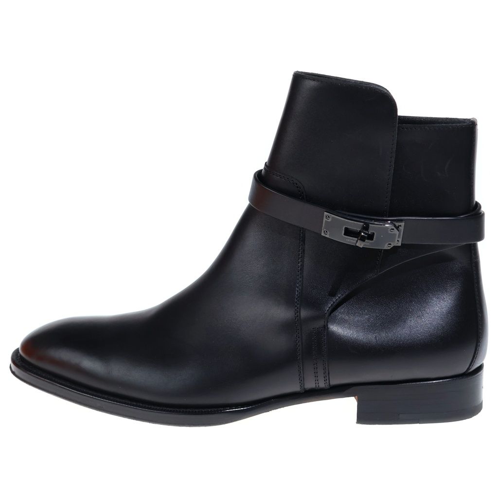 Hermes Jeff Kelly Black Buckle Short Boots