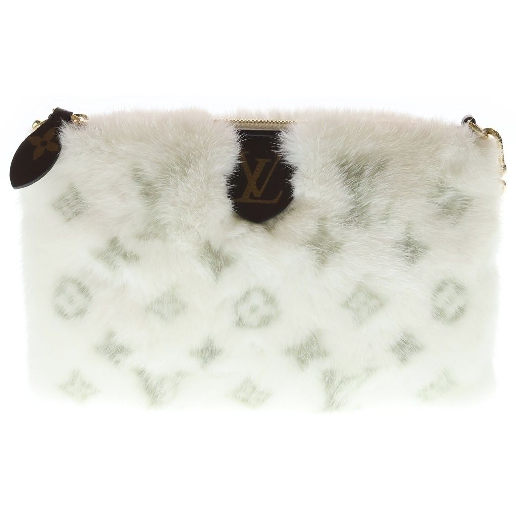 Louis Vuitton Monogram Soft Mink Neo Pochette Mila Shoulder Bag Gold White Brown