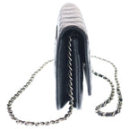 Chanel Quilted Chain Shoulder Wallet Bag Black Caviar Leather Silver — view 3