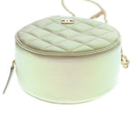 Chanel CC Logo Quilted Round Chain Mini Shoulder Bag White Aurora Leather Gold — view 4