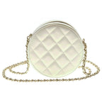 Chanel CC Logo Quilted Round Chain Mini Shoulder Bag White Aurora Leather Gold — view 2