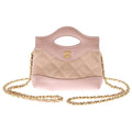 Chanel CC Logo Chain Mini Shoulder Bag Pink Leather Suede Gold