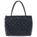 Chanel Reissue Tote CC Logo Black Caviar Leather Silver