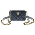 Chanel Mini Camera Bag Chain Black Caviar Leather Gold