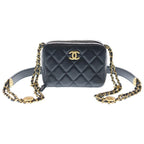 Chanel Mini Camera Bag Chain Black Caviar Leather Gold