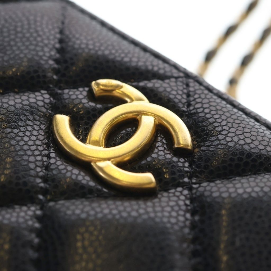 Chanel Mini Camera Bag Chain Black Caviar Leather Gold — view 6