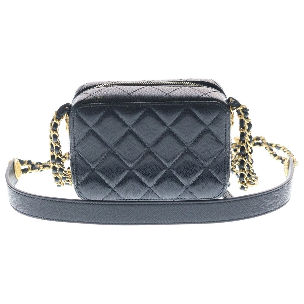 Chanel Mini Camera Bag Chain Black Caviar Leather Gold — view 2