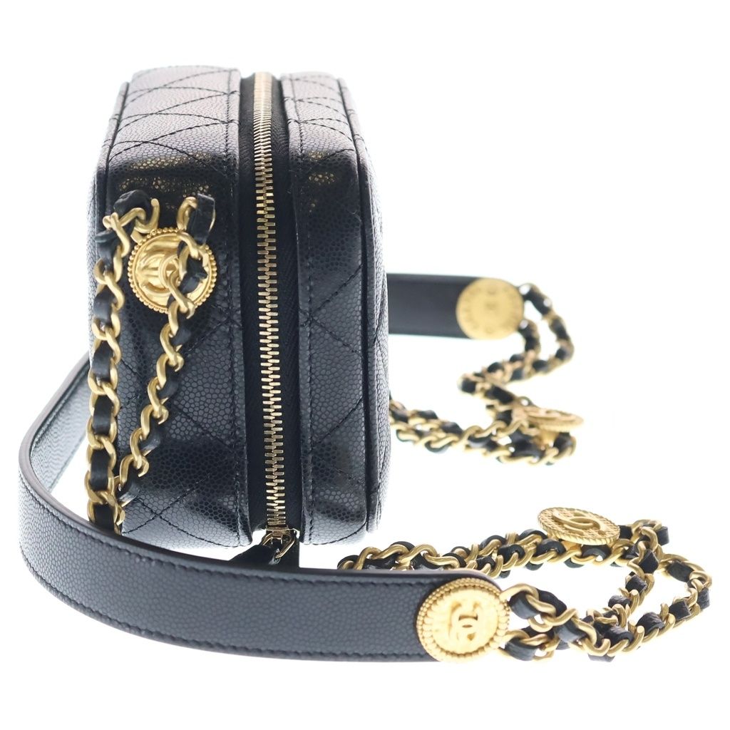 Chanel Mini Camera Bag Chain Black Caviar Leather Gold — view 3