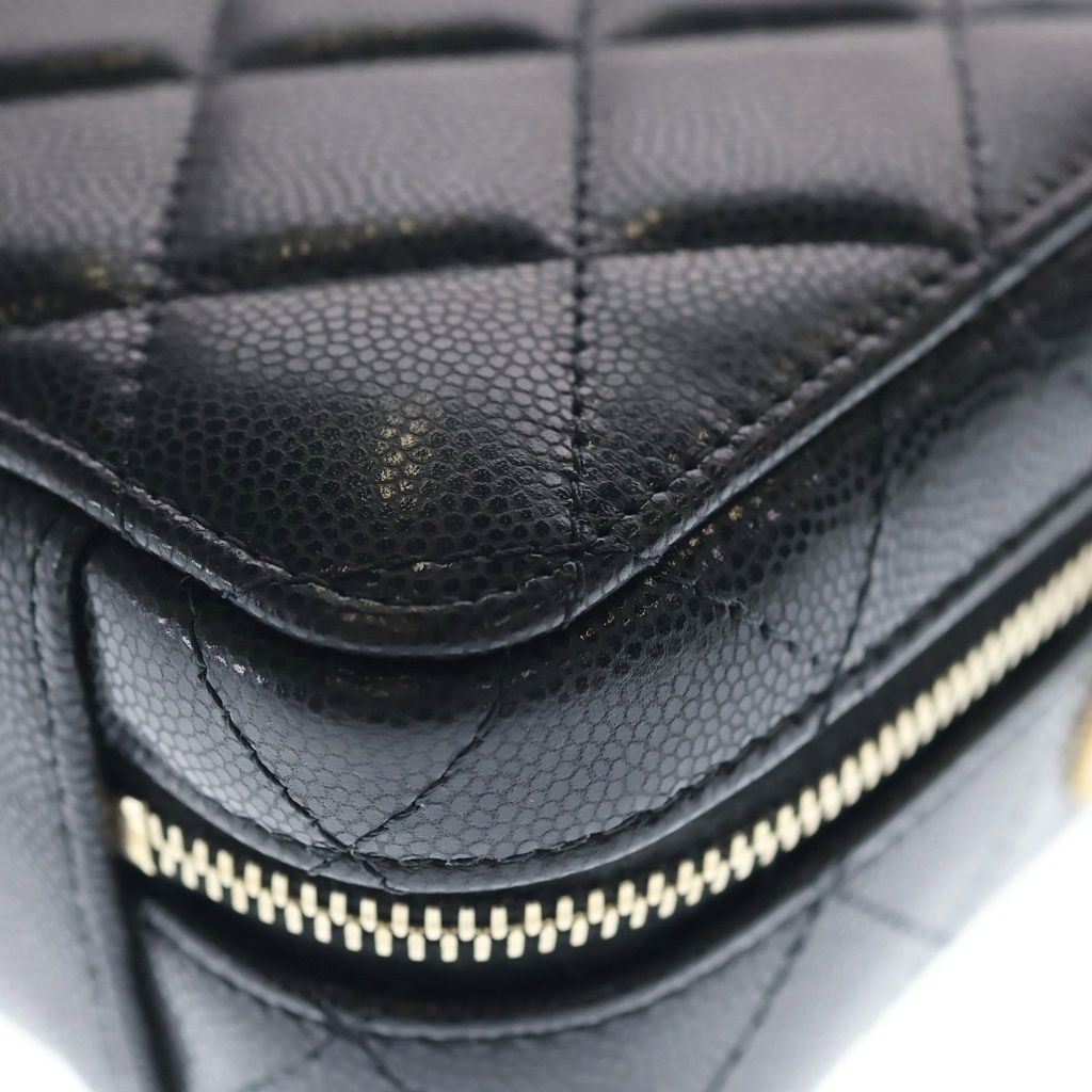 Chanel Mini Camera Bag Chain Black Caviar Leather Gold — view 5