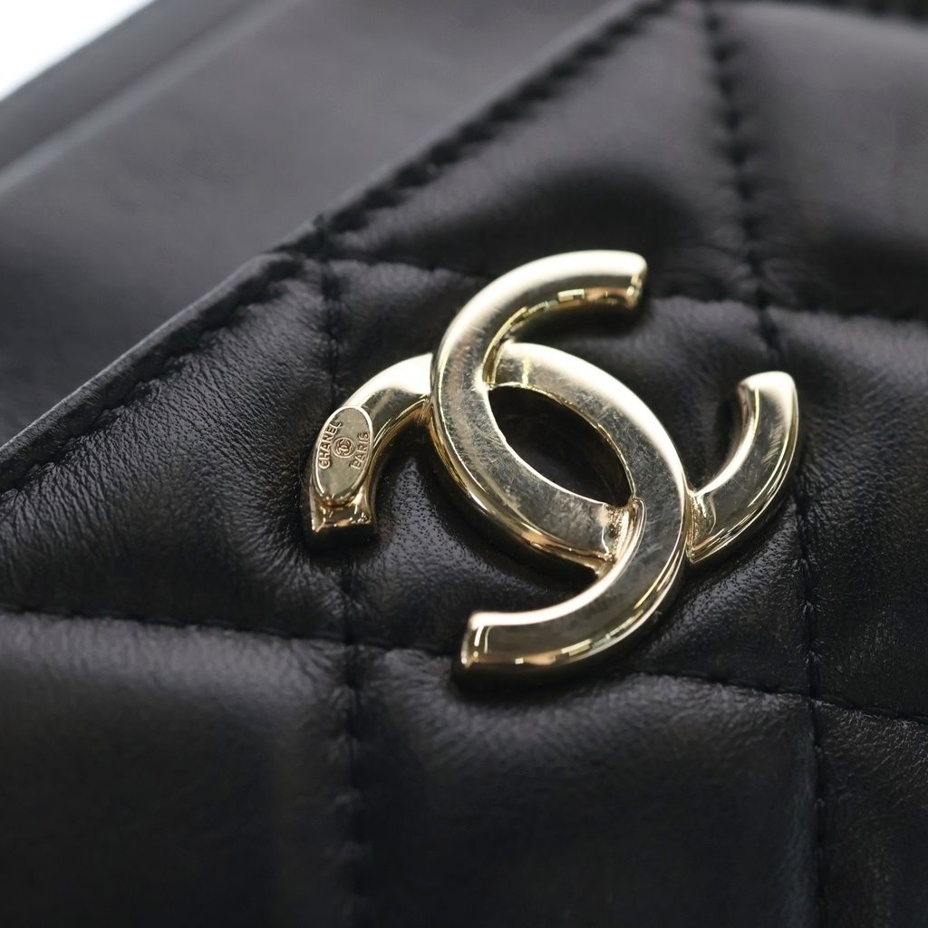 Chanel Quilted Lambskin Leather Shoulder Waist Mini Bag Black Gold 29 — view 6