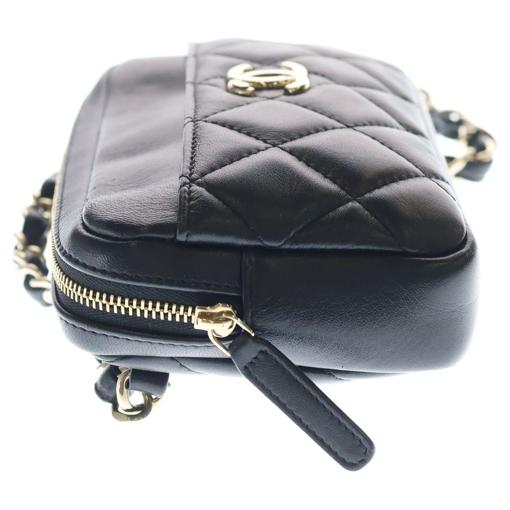 Chanel Quilted Lambskin Leather Shoulder Waist Mini Bag Black Gold 29 — view 3
