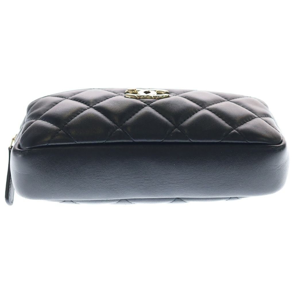 Chanel Quilted Lambskin Leather Shoulder Waist Mini Bag Black Gold 29 — view 4